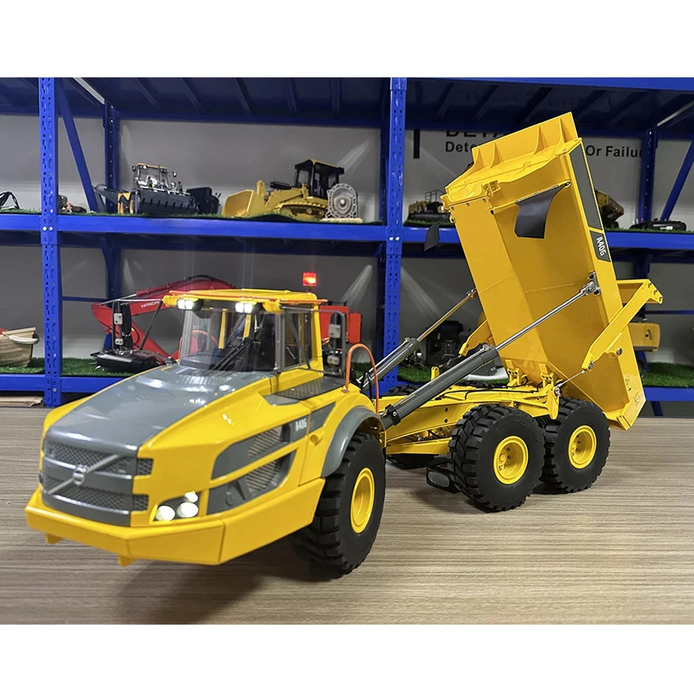 VOLVO  A40G 1/16 RC Hydraulic Articulated Truck Metal Model with Sound and Light Sound System RTR Dump Truck Boy RC Car Toy