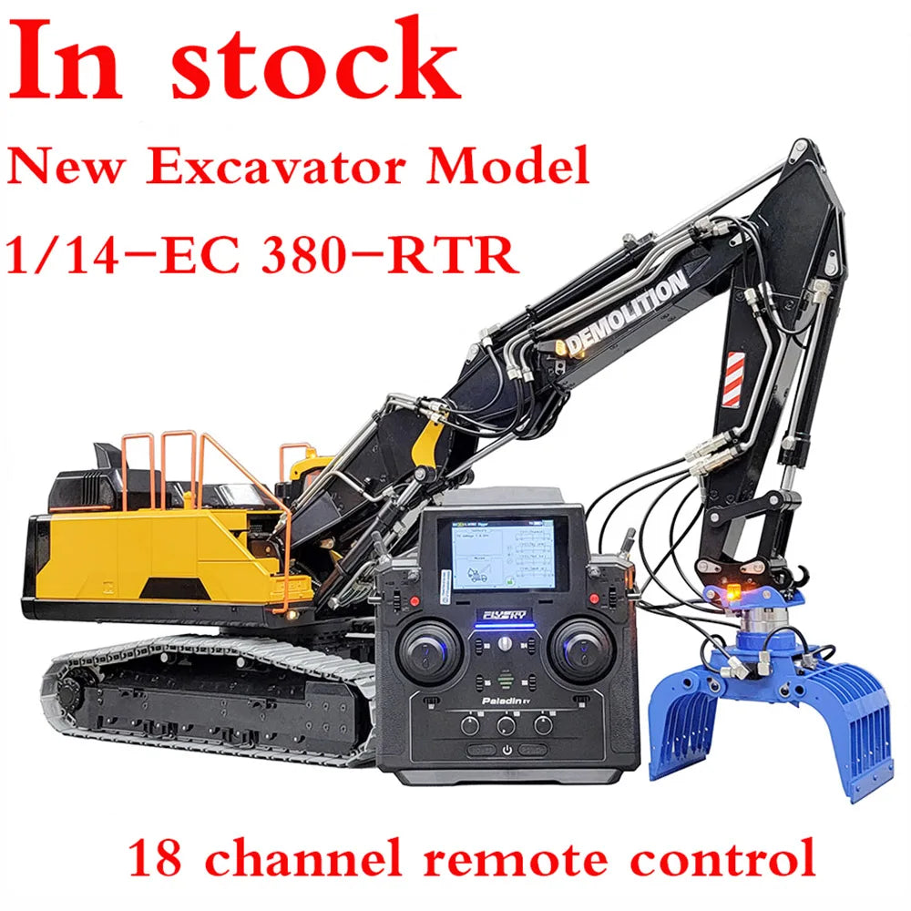 EC380 RC Excavator 1/14 Remote Control Hydraulic Excavator Three-section Arm Crawler Excavator Metal Model Adult Remote Control