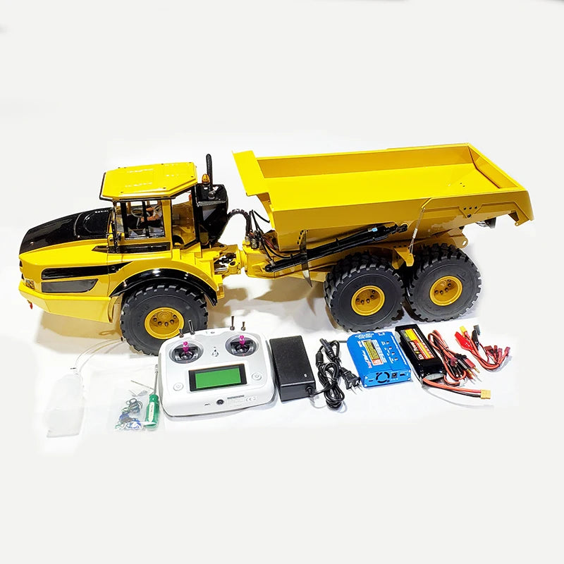 A40G RC Truck 1/14 6x6 Hydraulic RC Winch Truck Model Metal Dump Truck Engineering Model Boy Remote Control Car Toy Gift