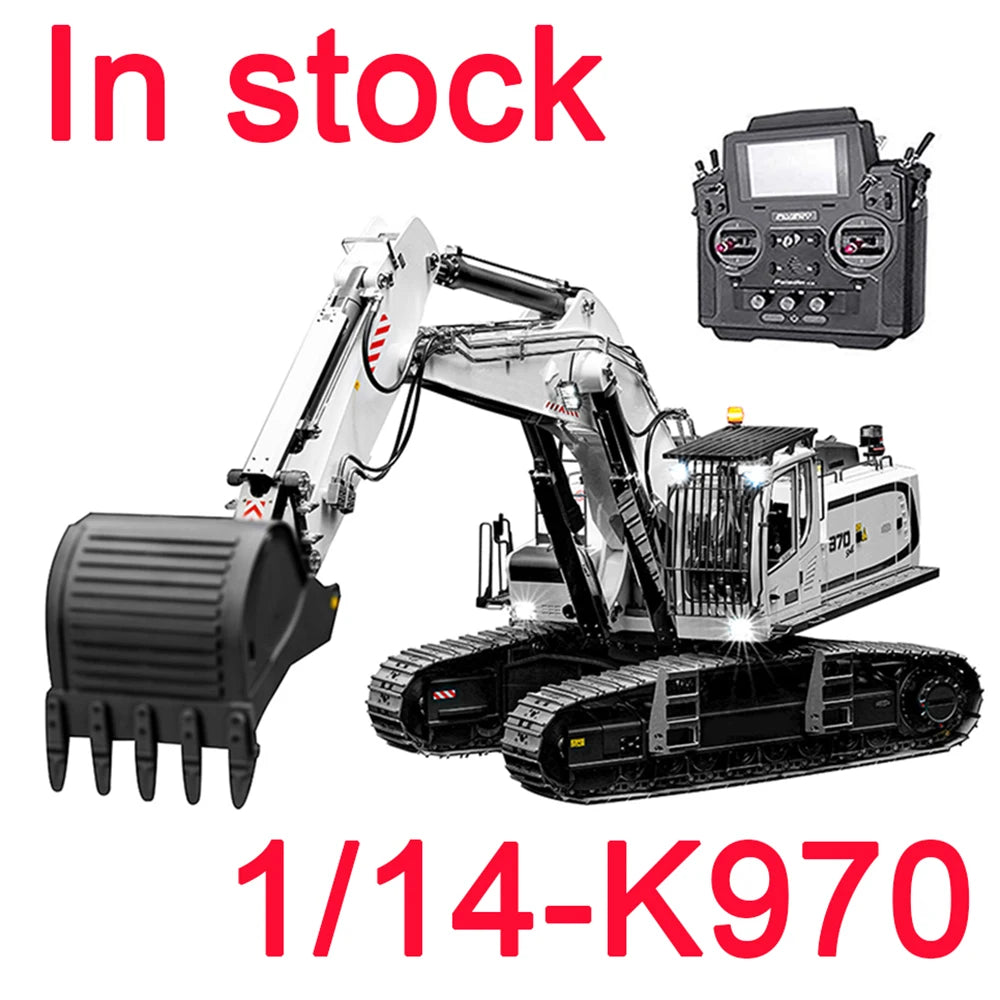 In Stock 1/14 RC Hydraulic Excavator K970 Metal Excavator Heavy Duty Mining Model with Battery RC Adult Car Toys