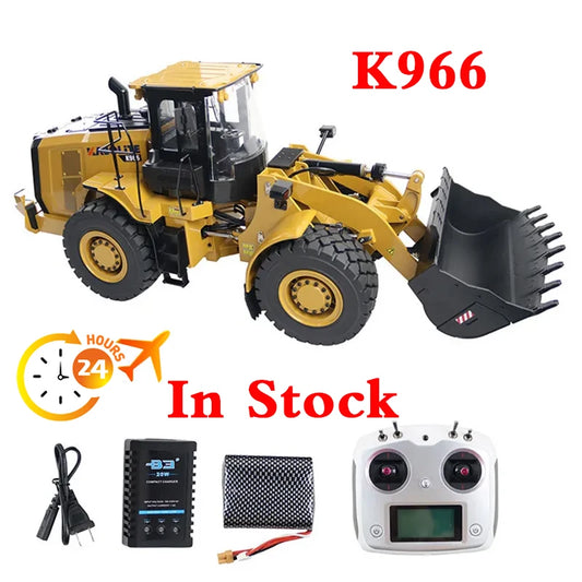 In Stock 1/16 K966 RC Hydraulic Loader Metal Loader Bulldozer Remote Control Car Boy Toys