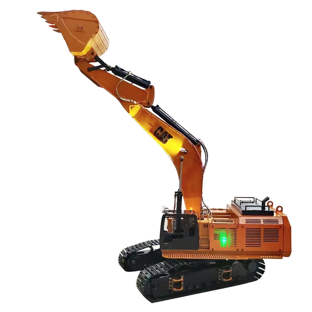 Free Shipping CAT 390D 1/8 RC Hydraulic Excavator Metal Twin Cylinder Heavy Duty Mining Custom Excavator Model Toy