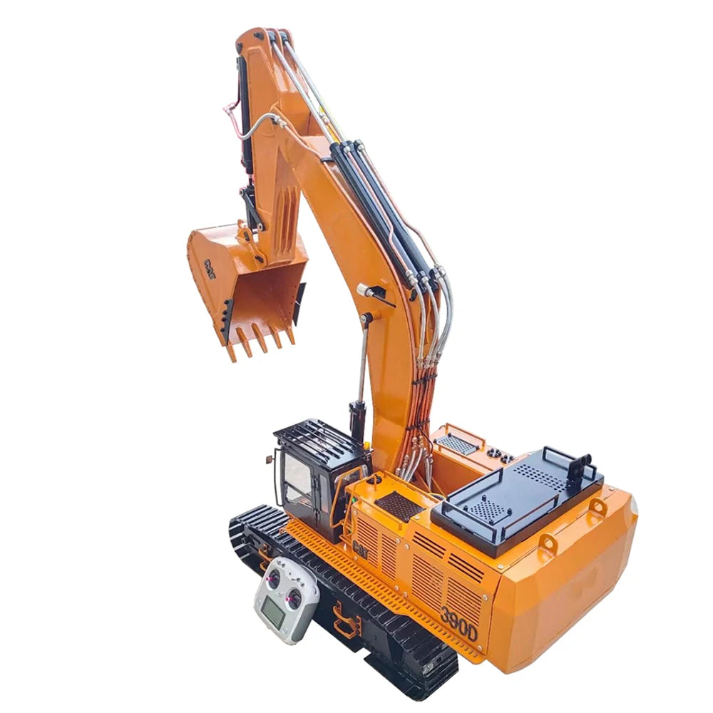 Free Shipping CAT 390D 1/8 RC Hydraulic Excavator Metal Twin Cylinder Heavy Duty Mining Custom Excavator Model Toy