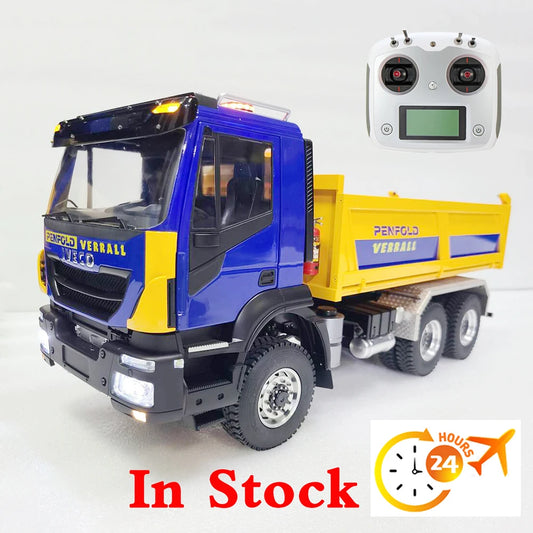 Iveco RC Car 1/14 6x6 RC Hydraulic Dump Truck RTR with Light Sound System Remote Control Truck Model Boy Remote Control Car Toy