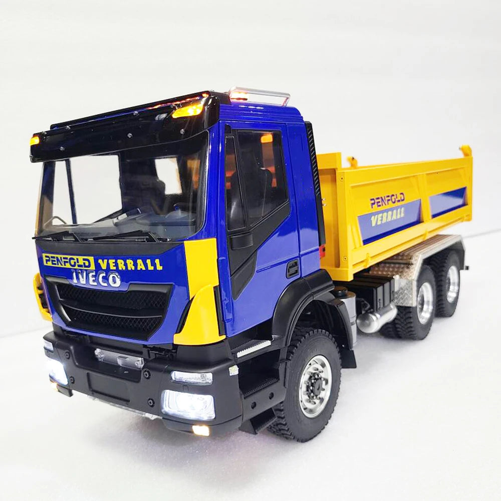 Iveco RC Car 1/14 6x6 RC Hydraulic Dump Truck RTR with Light Sound System Remote Control Truck Model Boy Remote Control Car Toy