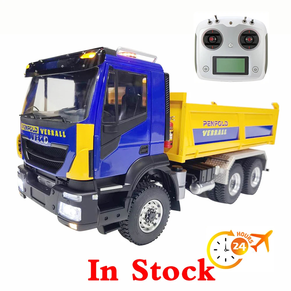 Iveco RC Car 1/14 6x6 RC Hydraulic Dump Truck RTR with Light Sound System Remote Control Truck Model Boy Remote Control Car Toy