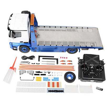 JDM 196 1/14 4x4 RC Hydraulischer Tieflader Metall-Abschleppwagen Modell mit Lichtern RTR Baumaschinen-Transport-Modell Spielzeug 