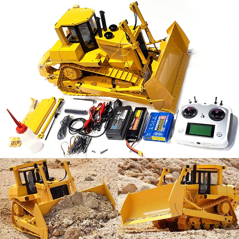 JDM 98 DXR2 Bulldozer 1/14 D9T RC Hydraulic Bulldozer Upgrade Sound Light System Metal Bulldozer Model Rc Cars for Adults Toys