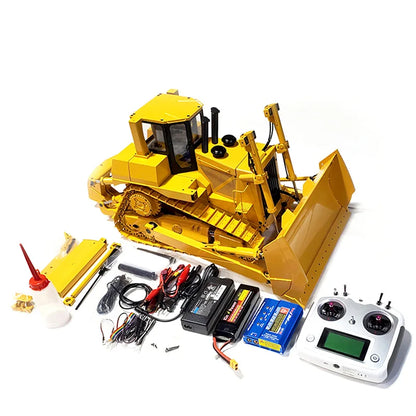 Kostenloser Versand! Bulldozer 1/14 JDM 98 DXR2 D9T ferngesteuerter Hydraulikbulldozer mit verbessertem Sound- und Lichtsystem, Metallmodell, ferngesteuertes Auto, Spielzeug für Erwachsene 