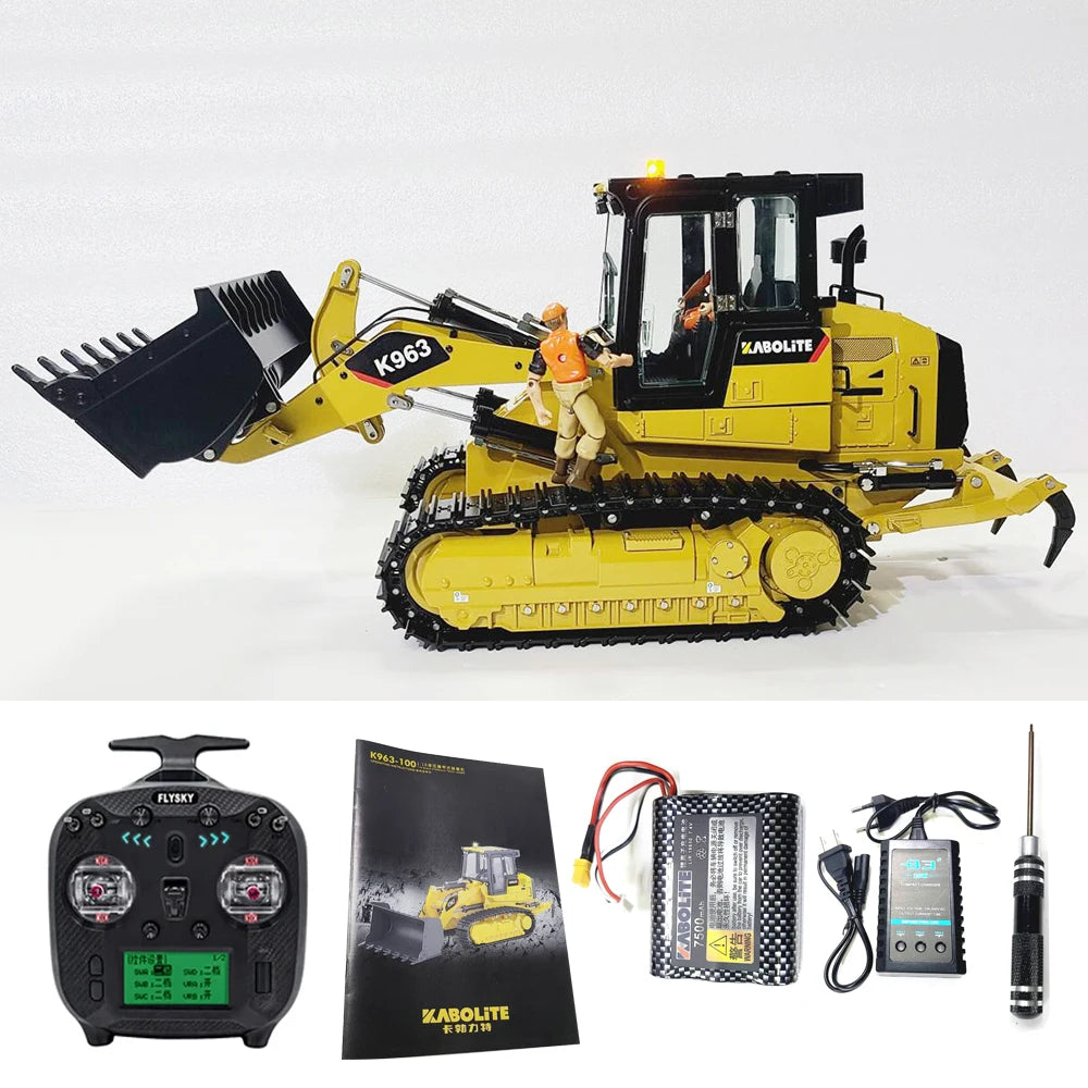 KABOLITE K963 RC Loader 1/16 RC Hydraulic Loader Metal Track Loader Model Toy Boy Remote Control Car Truck Model Toy Gift