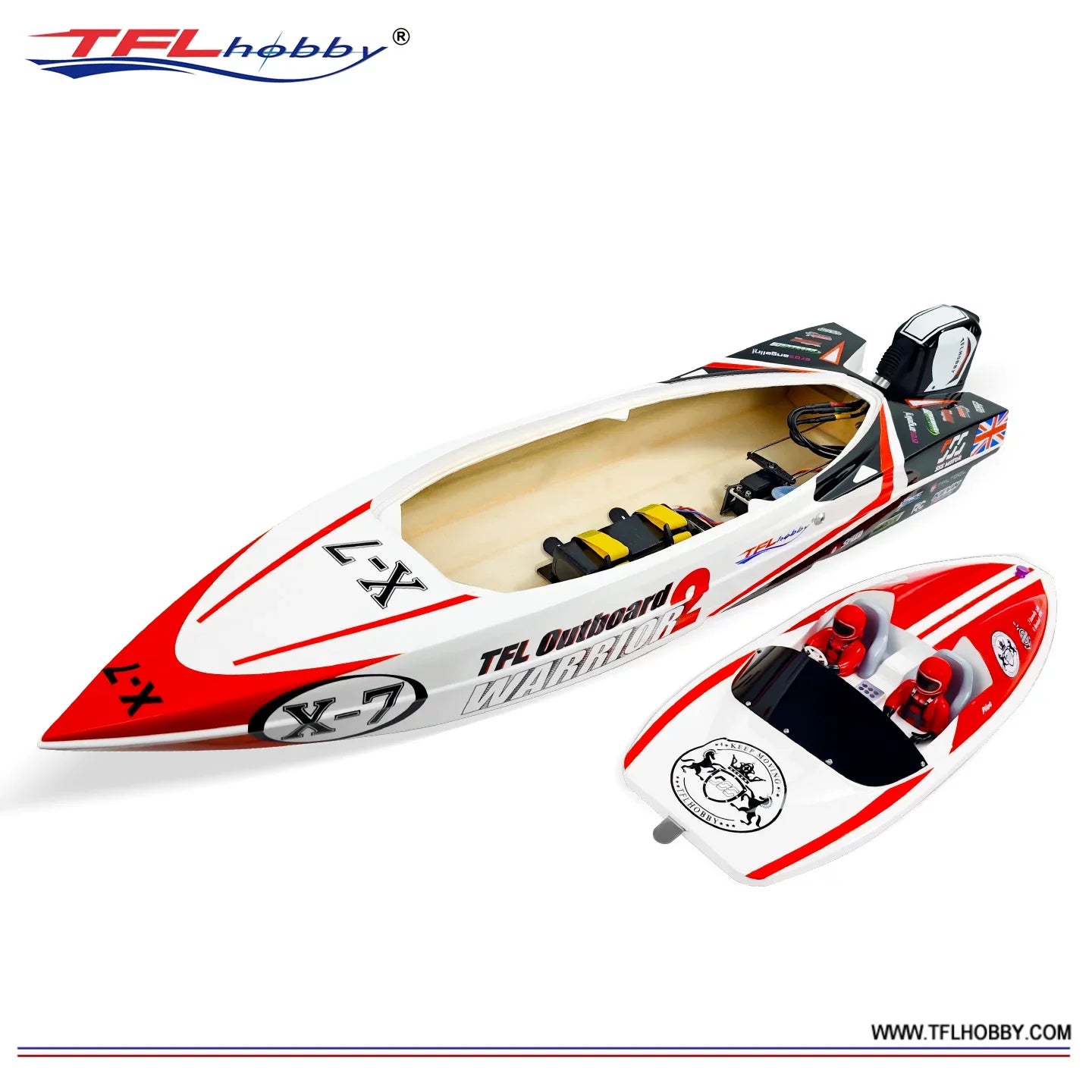 TFL 1148 Warrior 2 RC Boat - Scale Outboard Motor with Gear Drive & Reverse Function