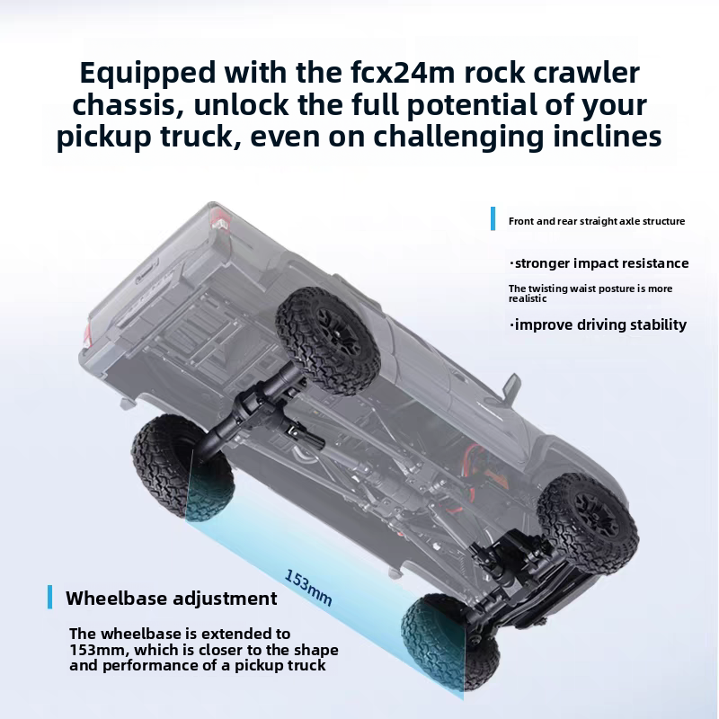 FMS 1/24 Toyota Tacoma Official Licensed RC Crawler - 4WD Simulation Off-Road Adventure Truck RTR