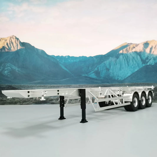 1/14 RC 40ft Container Semi-Trailer Chassis 3-Axle Aluminum Alloy Frame for Tamiya Tractor Truck DIY Upgrade