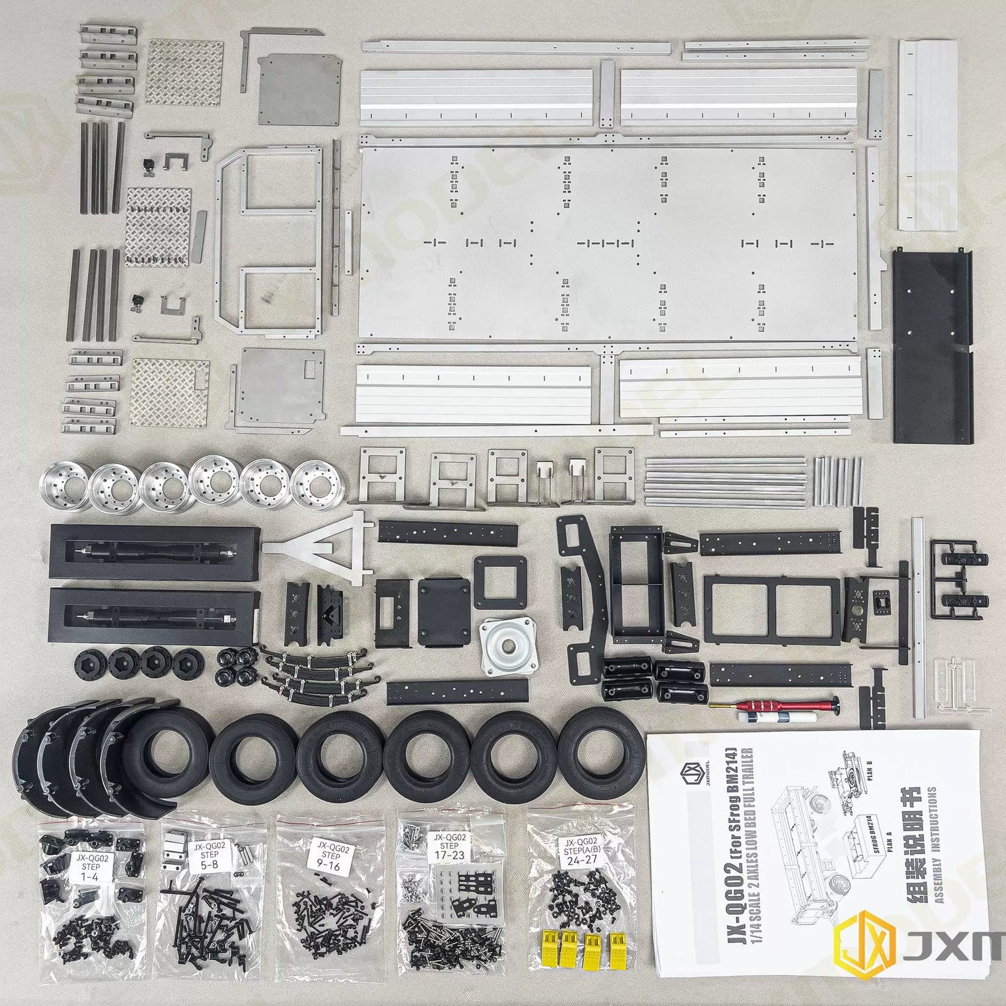 1/14 JX-QG02 Full Trailer KIT - Dual-Mode Compatibility for SFROG & BM214 Truck-Mounted Forklifts