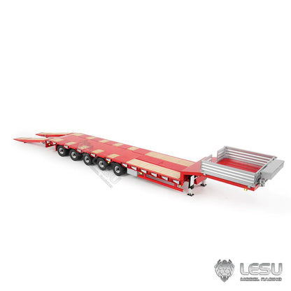 1/14 RC Truck Semi Lowboy Trailer 5-Axle Steering Hydraulic Tail Ramp Stainless Steel Airbag Suspension for Adults