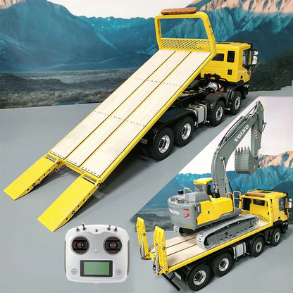 Iveco RC-Auto 8x4 8x8 1/14 Hydraulischer Tieflader Abschleppwagen Metallmodell RC-Auto EC160 Elektrobagger RC-Autos für Erwachsene Spielzeug