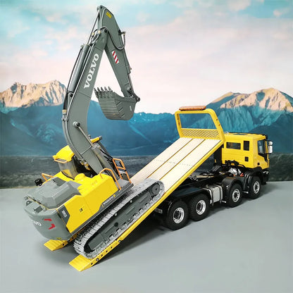Iveco RC-Auto 8x4 8x8 1/14 Hydraulischer Tieflader Abschleppwagen Metallmodell RC-Auto EC160 Elektrobagger RC-Autos für Erwachsene Spielzeug