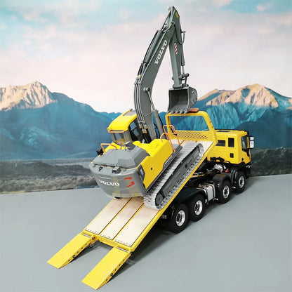 Iveco RC-Auto 8x4 8x8 1/14 Hydraulischer Tieflader Abschleppwagen Metallmodell RC-Auto EC160 Elektrobagger RC-Autos für Erwachsene Spielzeug
