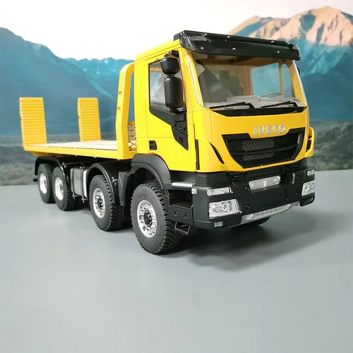 Iveco RC Car 8x4 8x8 1/14 Hydraulic Flatbed Trailer Wrecker Metal Model Rc Car EC160 Electric Excavator Rc Cars for Adults Toys