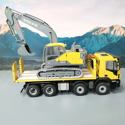 Iveco RC-Auto 8x4 8x8 1/14 Hydraulischer Tieflader Abschleppwagen Metallmodell RC-Auto EC160 Elektrobagger RC-Autos für Erwachsene Spielzeug