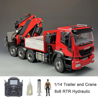 Iveco RC Kran 8x8 Hydraulik-Anhängerkran, Tamiya 1/14 Metallkran mit Hinterachslenkung, F1650 LKW-Ladekran-Modellspielzeug 