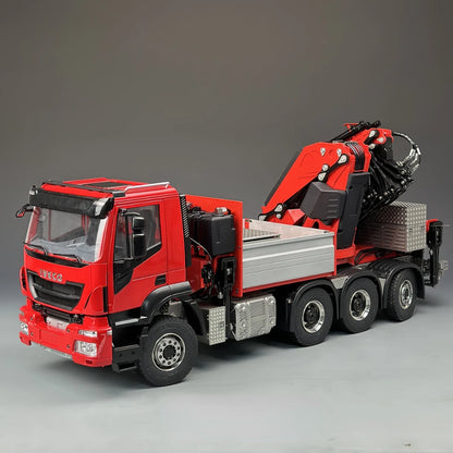 Iveco RC Kran 8x8 Hydraulik-Anhängerkran, Tamiya 1/14 Metallkran mit Hinterachslenkung, F1650 LKW-Ladekran-Modellspielzeug 
