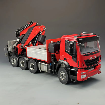 Iveco RC Kran 8x8 Hydraulik-Anhängerkran, Tamiya 1/14 Metallkran mit Hinterachslenkung, F1650 LKW-Ladekran-Modellspielzeug 