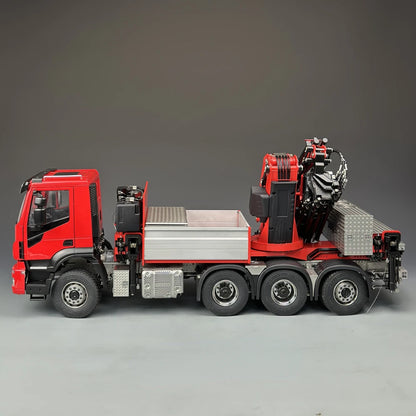 Iveco RC Kran 8x8 Hydraulik-Anhängerkran, Tamiya 1/14 Metallkran mit Hinterachslenkung, F1650 LKW-Ladekran-Modellspielzeug 