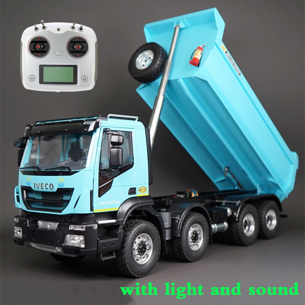 RC Truck 1/14 8x4 Hydraulic Remote Control Dump Truck Metal RTR Model Remote Control Car Model Boy Toy