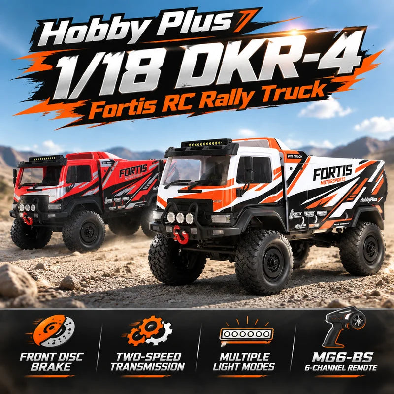 Hobby Plus 1/18 DKR-4 Fortis 4WD RC Rally Truck RTR, Electric Off-Road Desert Racer