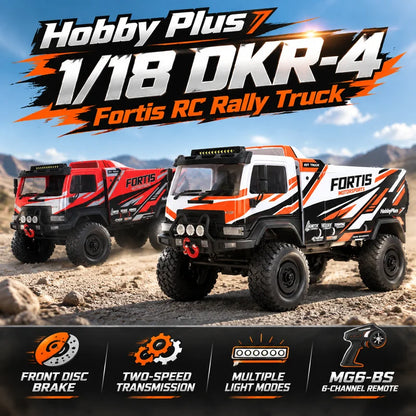 Hobby Plus 1/18 DKR-4 Fortis 4WD RC Rally Truck RTR, Electric Off-Road Desert Racer
