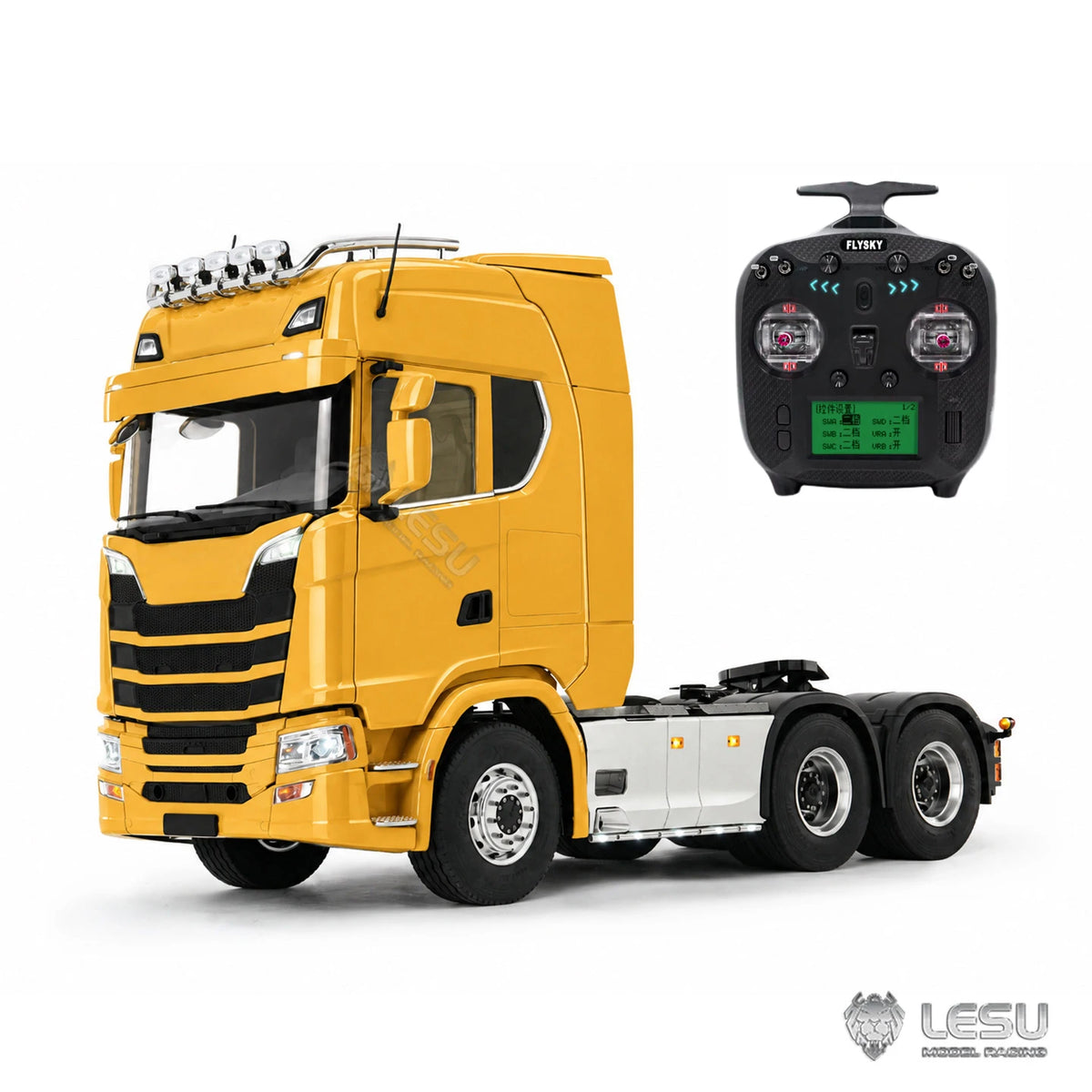 LESU 6X6 RC Trailer 1/14 770S RC Tractor Model with Differential Lock Transmission Airbag Suspension Door Start RC Truck Toy