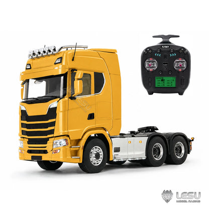 LESU 6X6 RC Trailer 1/14 770S RC Tractor Model with Differential Lock Transmission Airbag Suspension Door Start RC Truck Toy