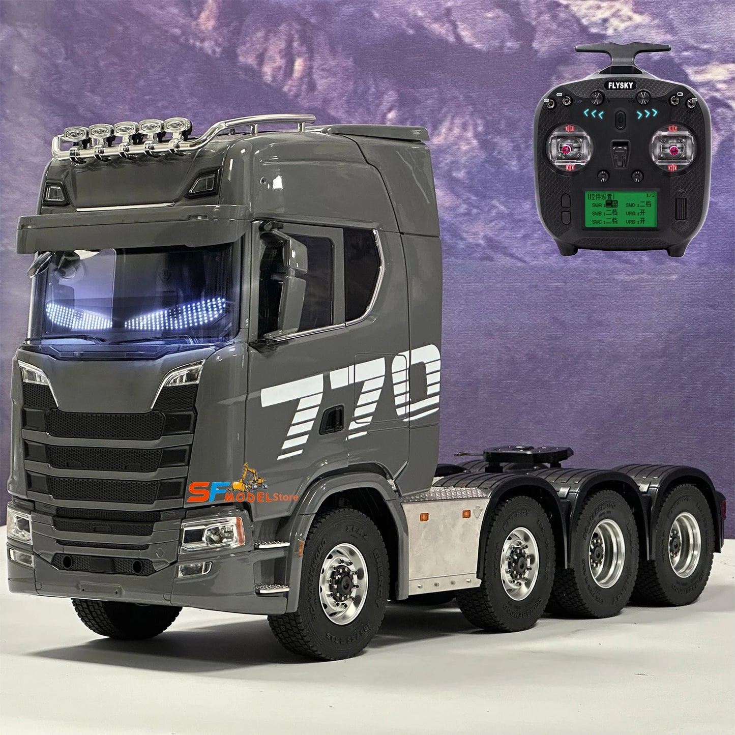 8x8 Upgraded RC Tractor 1/14 Remote Control Trailer Model with Lighting and Sound System Remote Control Truck Toys for Boys