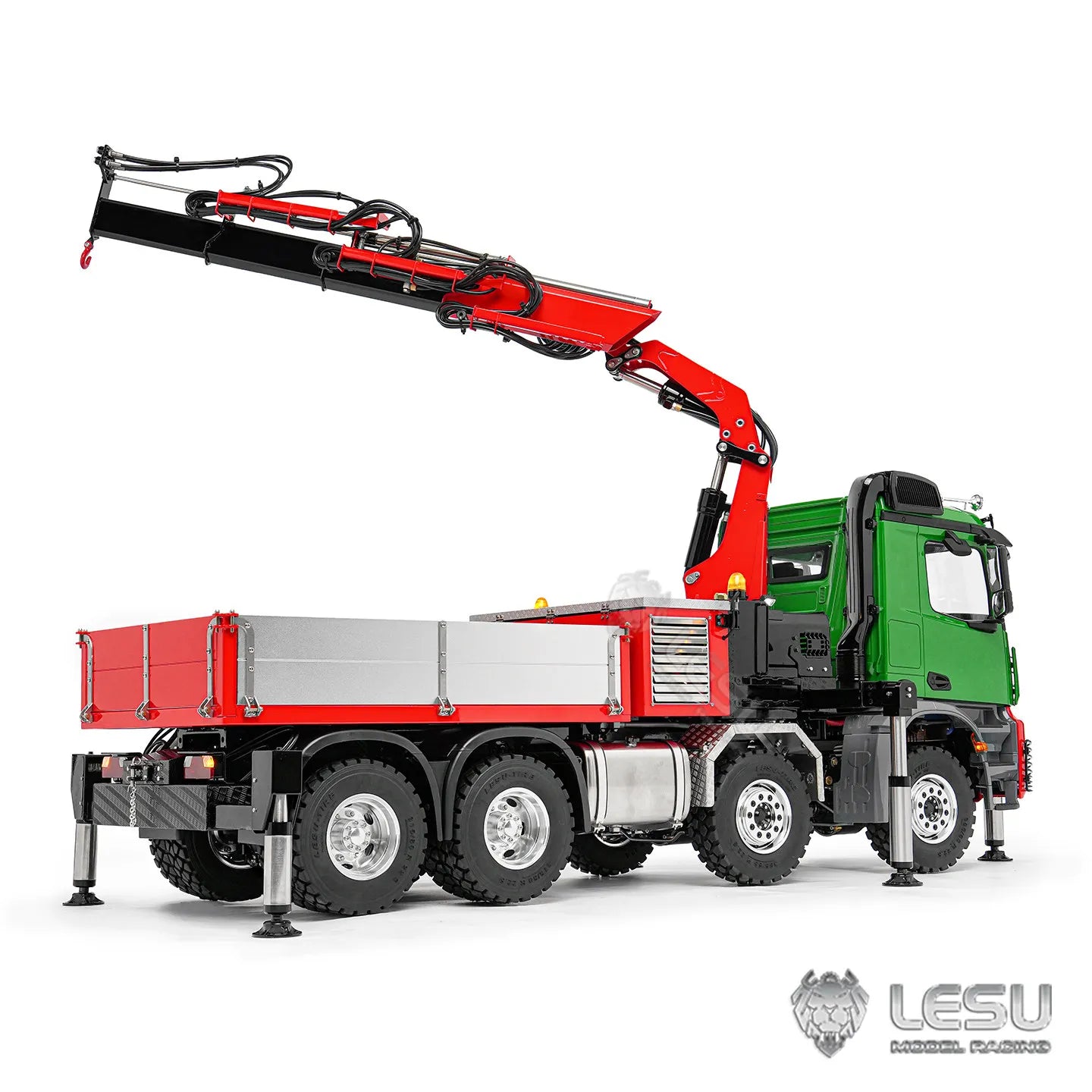 LESU 3363 Truck-Mounted Crane Truck 1/14 8x8 RC Hydraulic Crane Dump Truck Metal Model Toy LS-Z0080 Remote Control Car