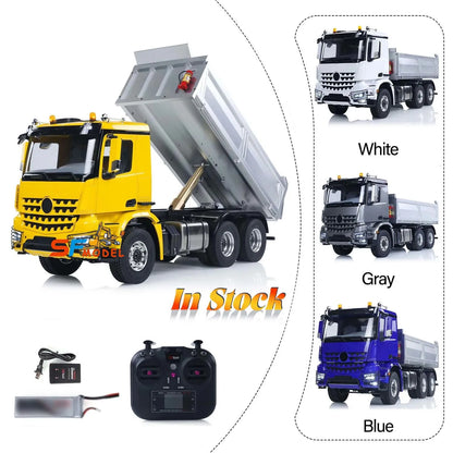 RC Trucks 1/14 6x6 RTR Hydraulic RC Dump Truck Metal Chassis with Light and Sound System Radio Remote Control Car Model Boy Toy