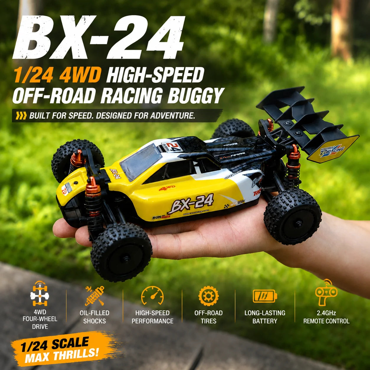 ZD Racing BX-24 1/24 Brushless 4WD RC Buggy RTR - High Speed Off-Road Racing Car