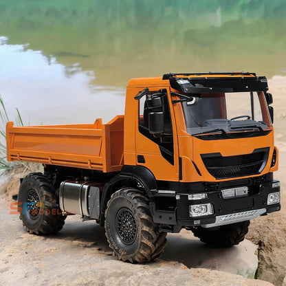 1/14 RC Hydraulic Dump Truck 4X4 Metal Axle 2-Speed Gearbox with Light Sound System Remote Control Car Model Toy