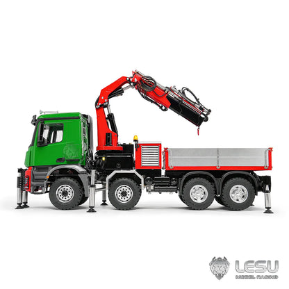 LESU 3363 Truck-Mounted Crane Truck 1/14 8x8 RC Hydraulic Crane Dump Truck Metal Model Toy LS-Z0080 Remote Control Car