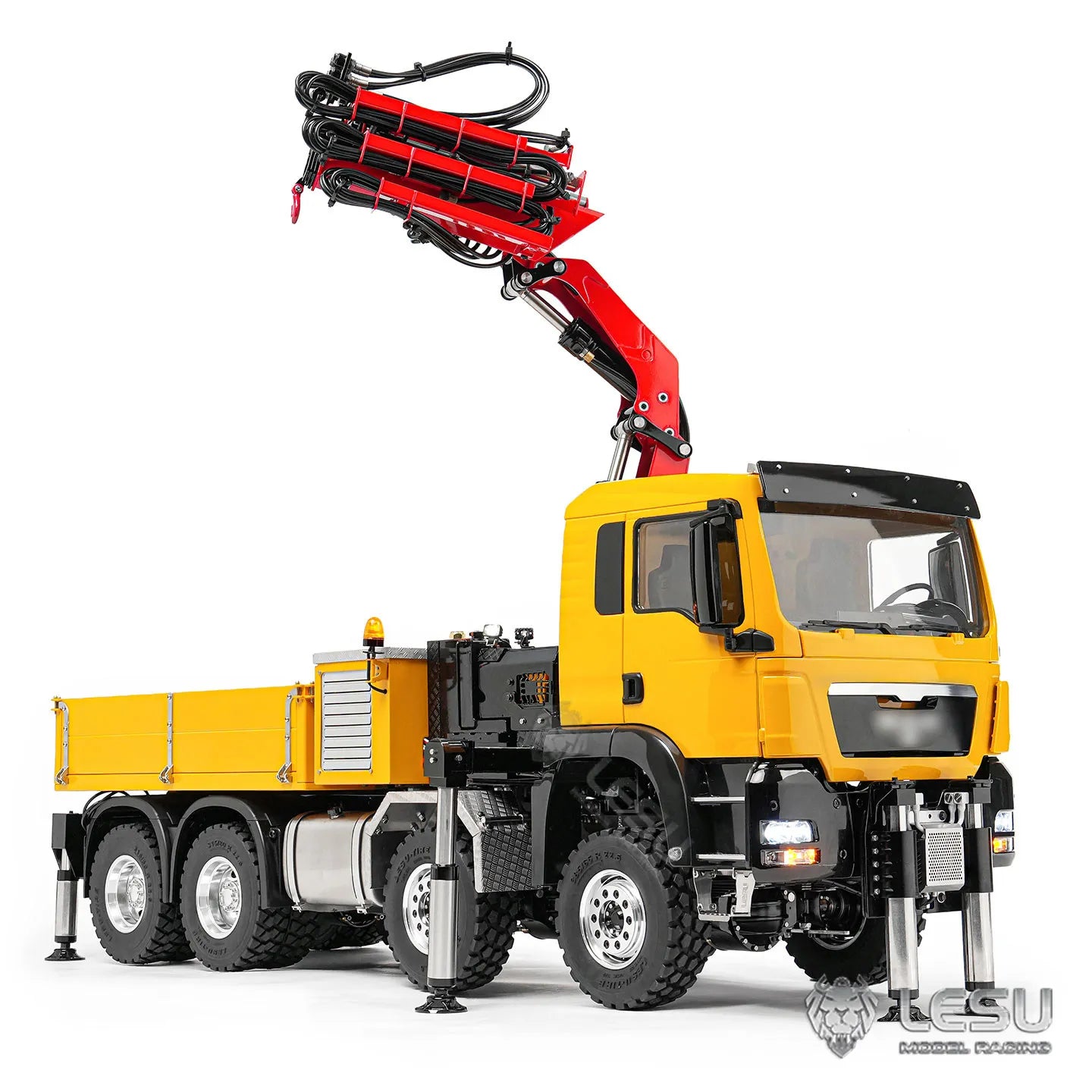 LESU TGS 8X8 Truck-Mounted Crane Truck 1/14 RC Hydraulic Crane Dump Truck Metal Model Remote Control Car Model Toy LS-Z0082