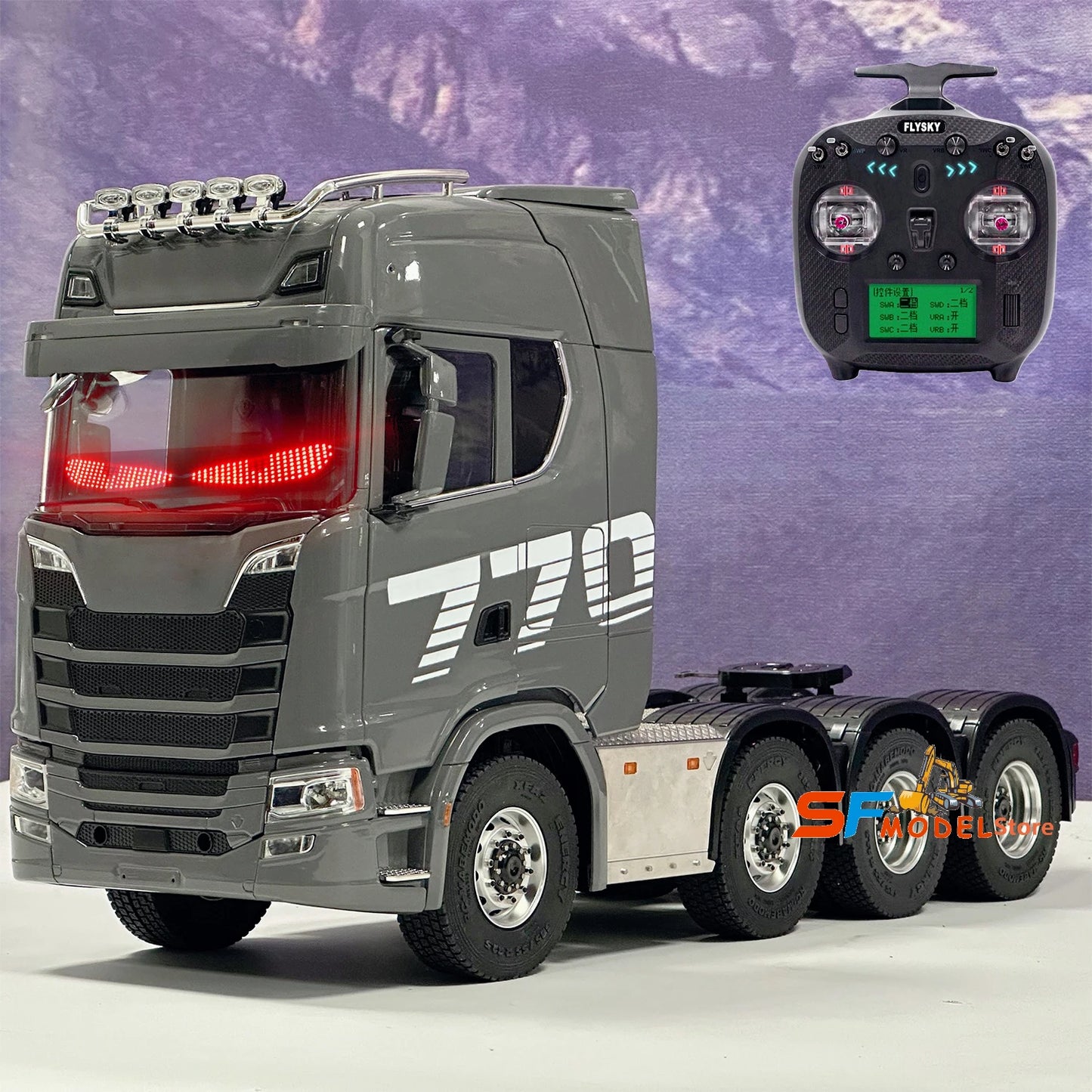 8x8 Upgraded RC Tractor 1/14 Remote Control Trailer Model with Lighting and Sound System Remote Control Truck Toys for Boys