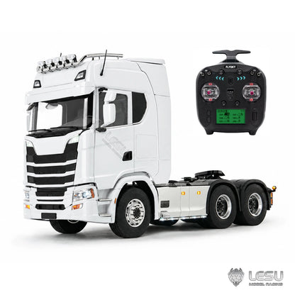 LESU 6X6 RC Trailer 1/14 770S RC Tractor Model with Differential Lock Transmission Airbag Suspension Door Start RC Truck Toy