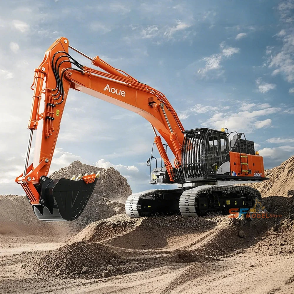 LESU ZX490 RC Excavator 1/14 Hydraulic RC Excavator Heavy Engineering Metal Model Aoue ZX490 Remote Control Excavator Boy Toy
