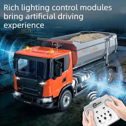 Scania G540 Remote Control Dump Truck 1/20 Double E E593 Electric RC Truck Simulation Model with Lighting and Sound System Toy Car