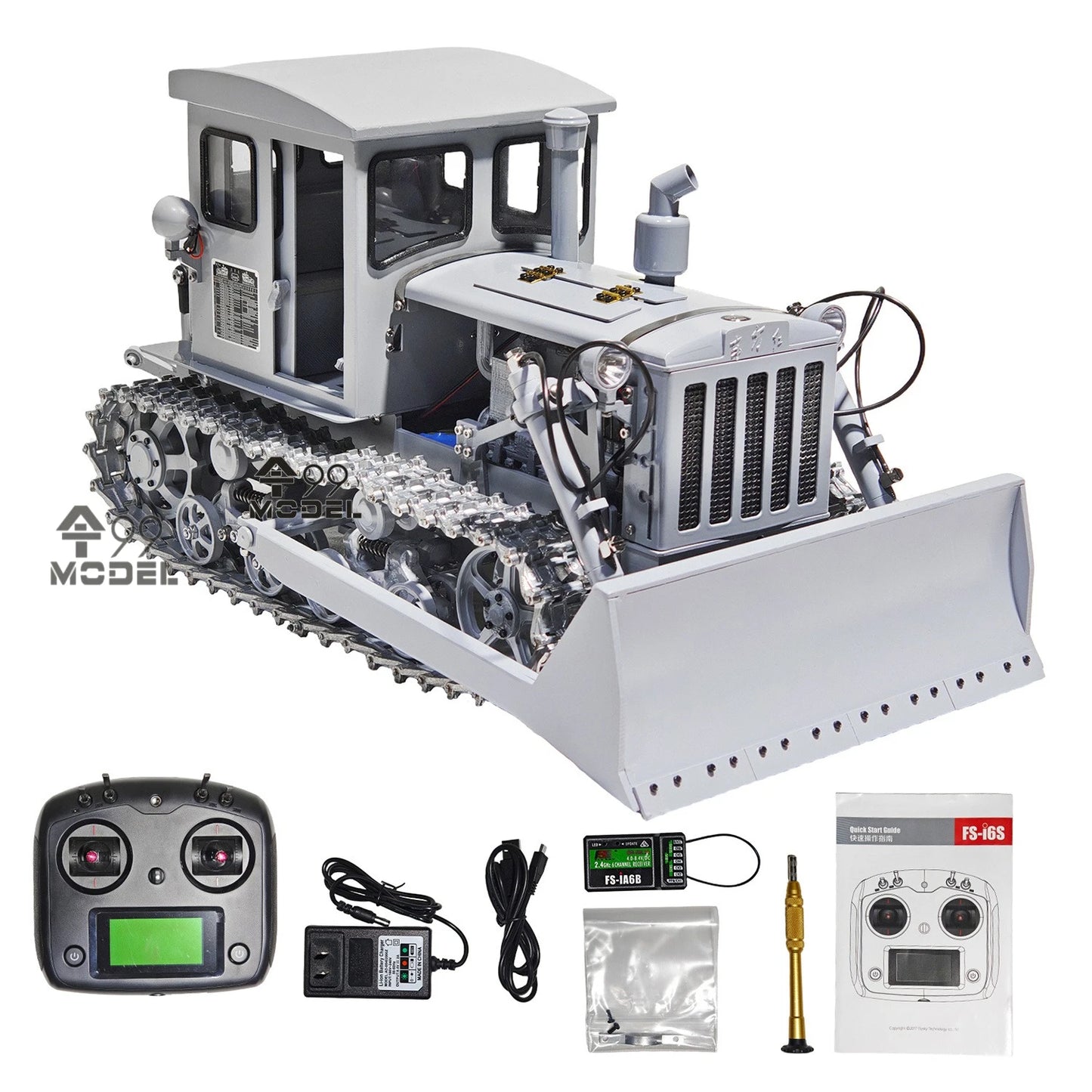 Dongfanghong Bulldozer 1/12 Metal Hydraulic RC Bulldozer Model RTR with Lighting and Sound System Remote Control Car Model Toy