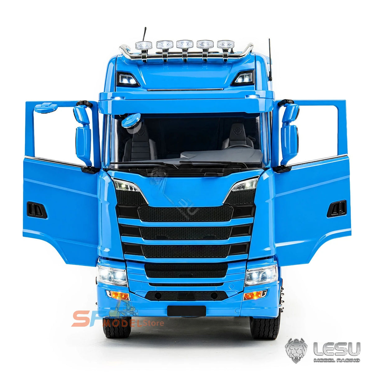 LESU 6X6 RC Trailer 1/14 770S RC Tractor Model with Differential Lock Transmission Airbag Suspension Door Start RC Truck Toy