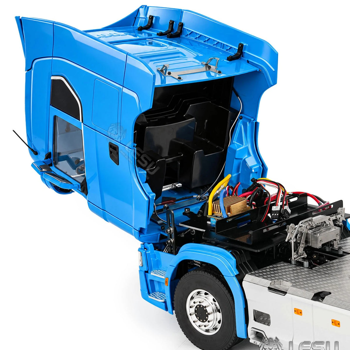 LESU 6X6 RC Trailer 1/14 770S RC Tractor Model with Differential Lock Transmission Airbag Suspension Door Start RC Truck Toy