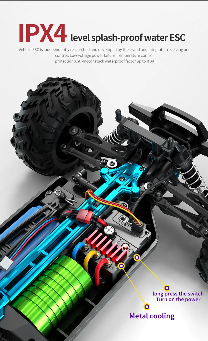 1/16 70KM/H or 50KM/H 4WD RC Car with LED Remote Control Cars High Speed Drift Monster Truck for Kids Vs Wltoys 144001 Toys