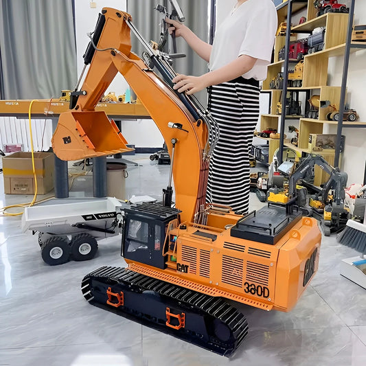 CAT 390D RC Excavator 1/8 RC Excavator Hydraulic Metal Model Double Cylinder Heavy Machinery Remote Control Car Adult Toy