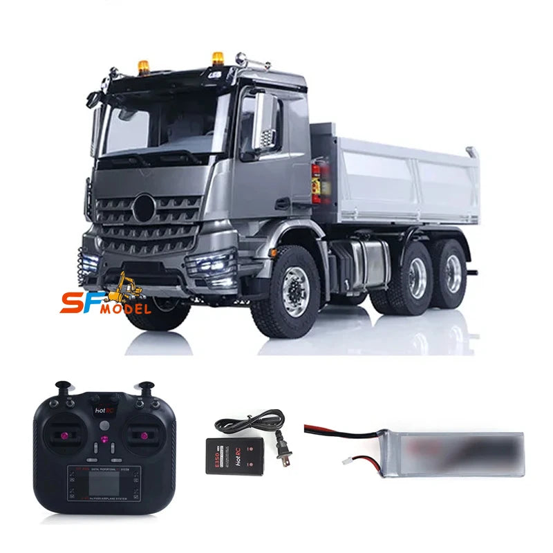 RC Trucks 1/14 6x6 RTR Hydraulic RC Dump Truck Metal Chassis with Light and Sound System Radio Remote Control Car Model Boy Toy
